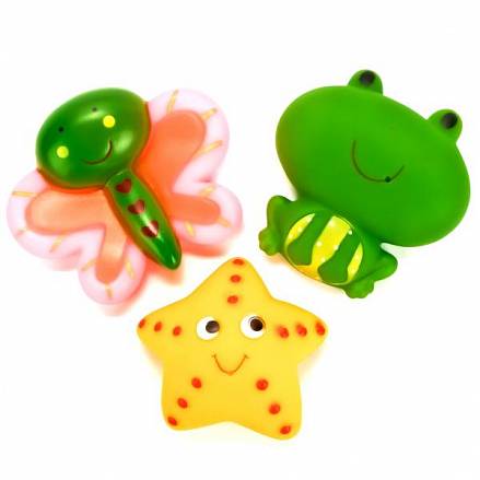 Игрушки для ванной - Бабочка, звезда, лягушка - в сетке 